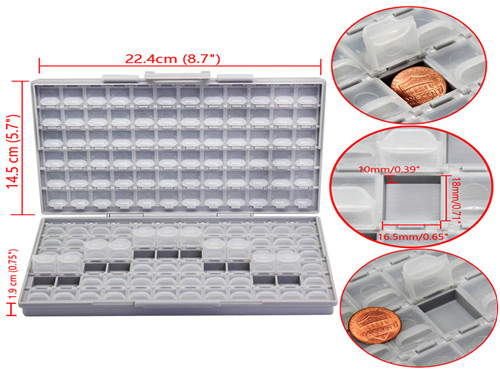 2pcs BOX-ALL surface mount Empty SMD enclosure w/144 compartments each w/lid storage beads